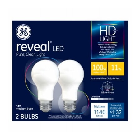 Current GE 2PK 11W A19 Rvl Bulb 46657